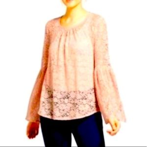 Mossimo Bell Sleeve Blush Pink Lace Top Size XS